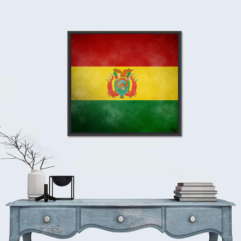 Vintage Bolivian Flag with Coat of Arms Wall Art