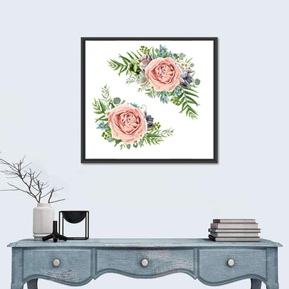 Mirrored Pink Rose Clusters Wall Art
