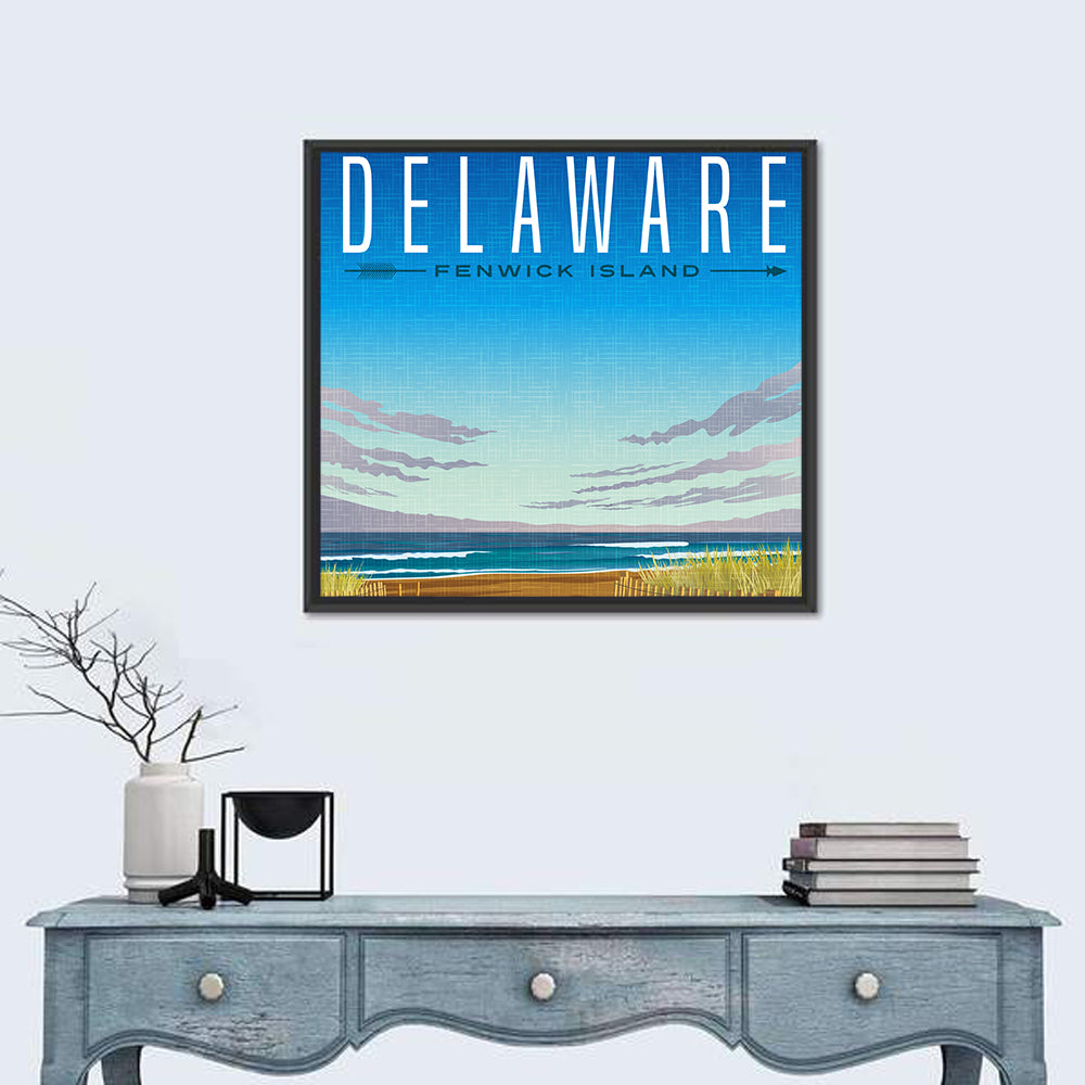 Fenwick Island Beach Scene Wall Art in a room, square