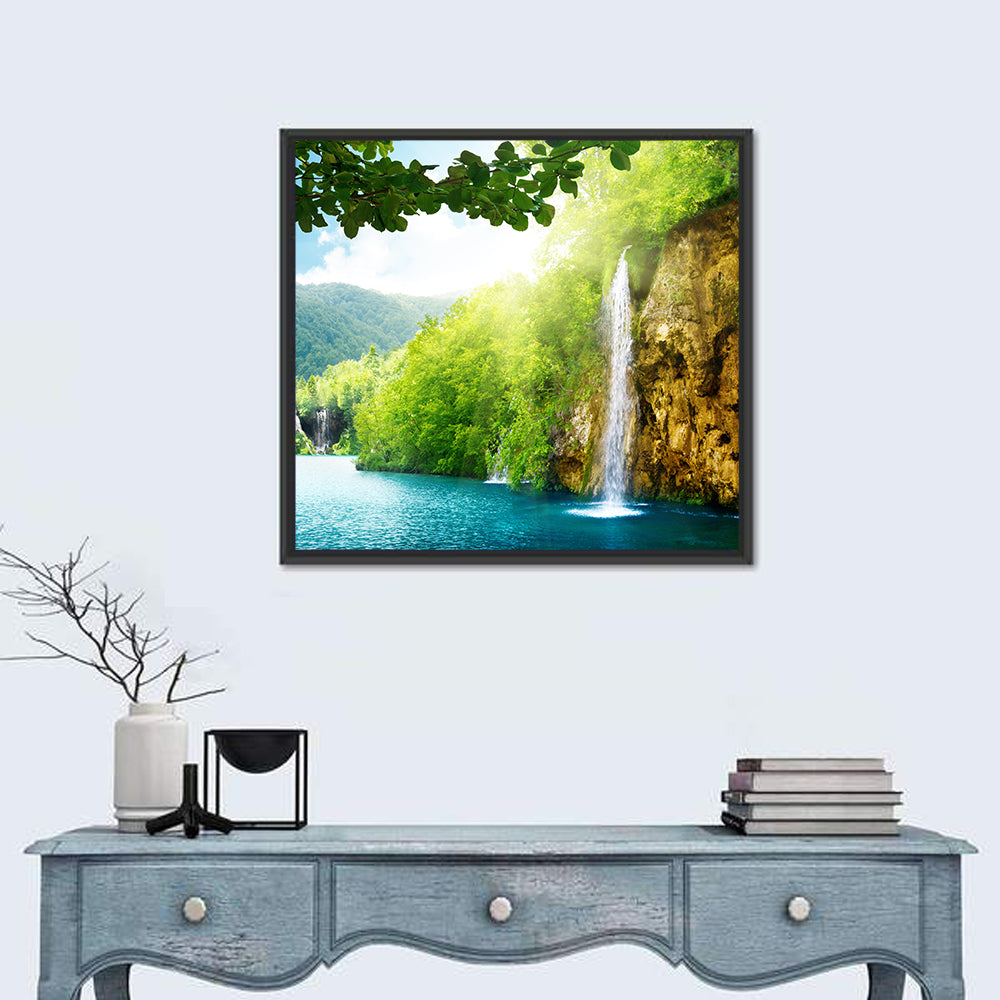 Plitvice Lakes Forest Waterfall Wall Art