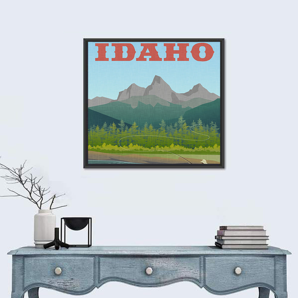 Vintage Idaho Travel Design Wall Art