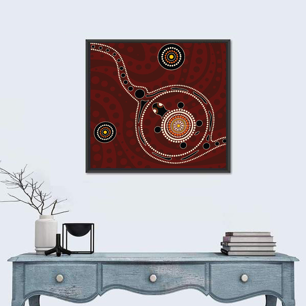 Aboriginal Turtle Dot Painting Wall Art