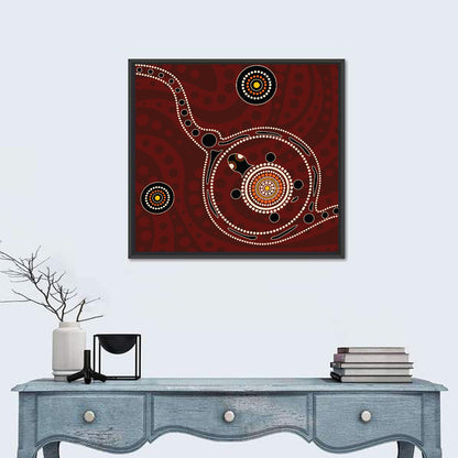 Aboriginal Turtle Dot Painting Wall Art