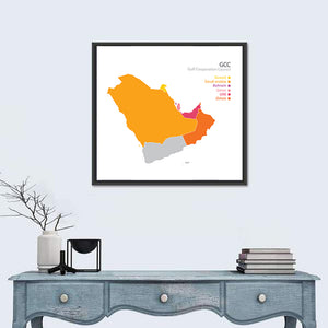 Gulf Cooperation Council Map Wall Art