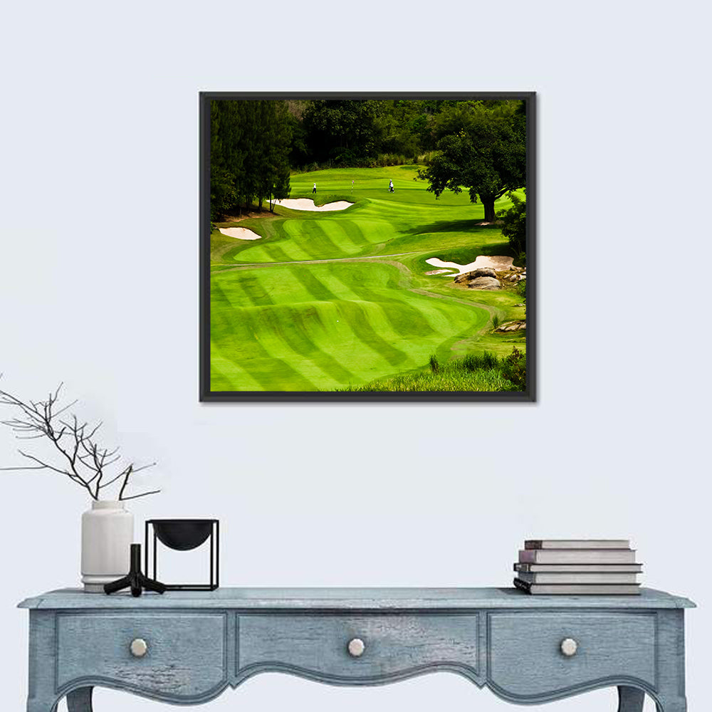 Sloping Golf Fairway with Bunkers Wall Art