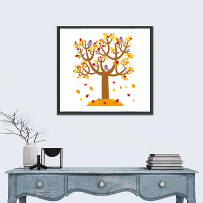 Autumn Tree with Perching Birds Wall Art
