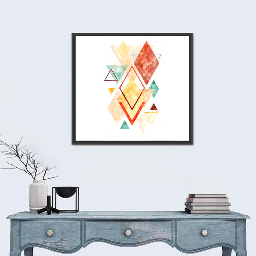 Scandinavian Geometric Diamond Wall Art in a room, square