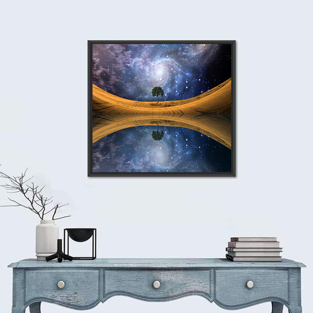 Solitary Tree Beneath Spiral Galaxy Wall Art