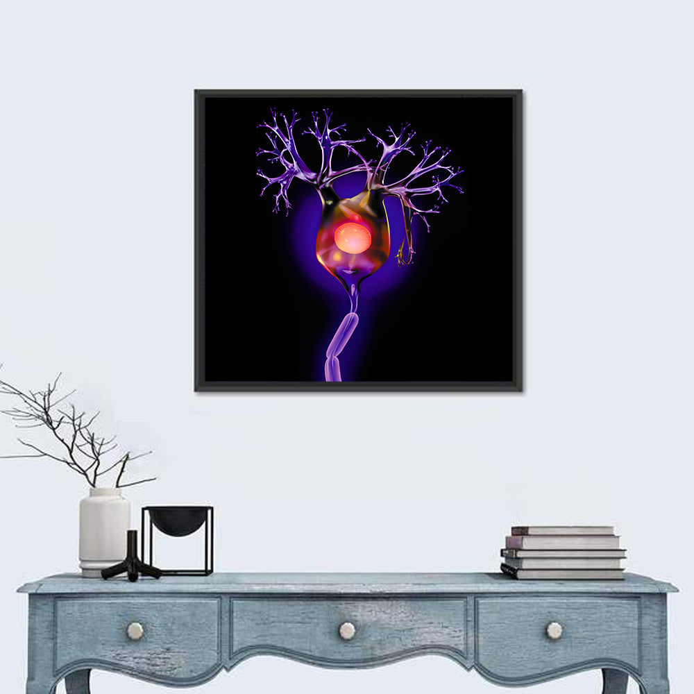 Microscopic Human Neuron Illustration Wall Art in a room, square