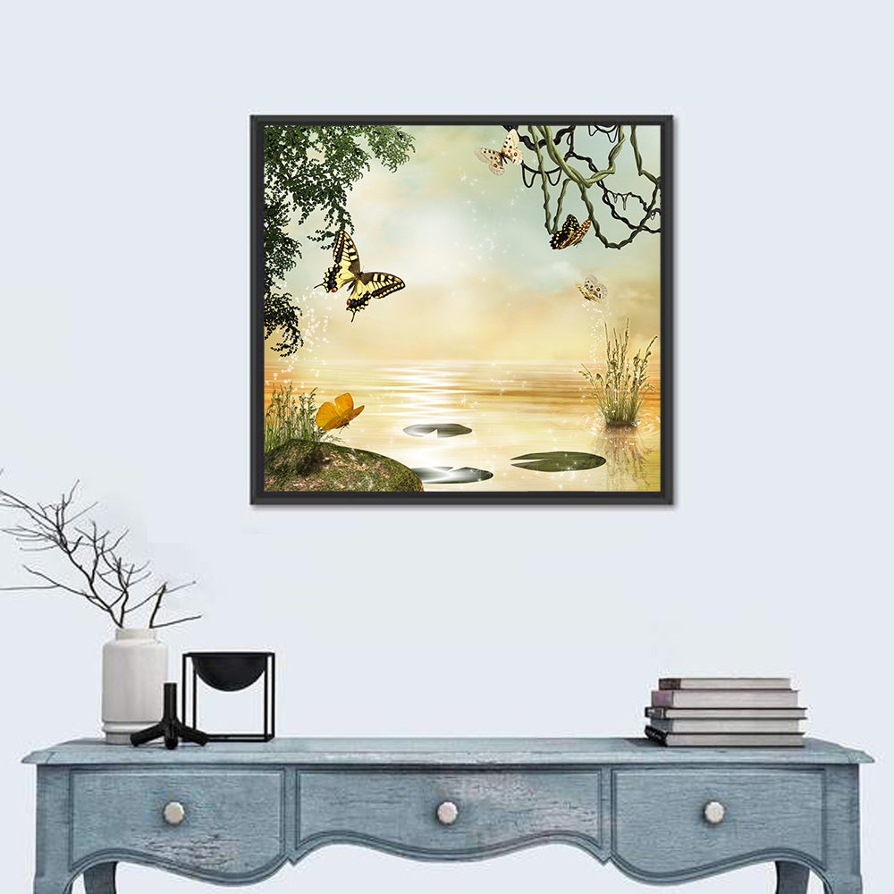 Butterflies Over Golden Pond Wall Art