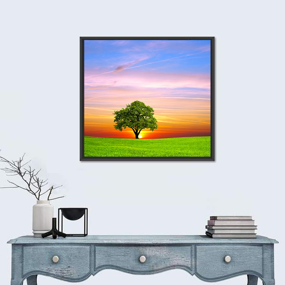 Lone Tree at Sunset Wall Art