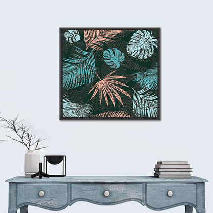 Stippled Tropical Leaves Illustration Wall Art