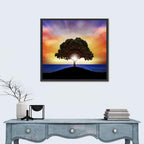 Coastal Sunset Tree Silhouette Wall Art