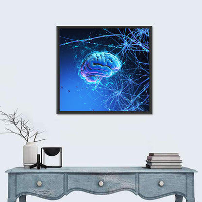 Blue 3d Neural Brain Wall Art