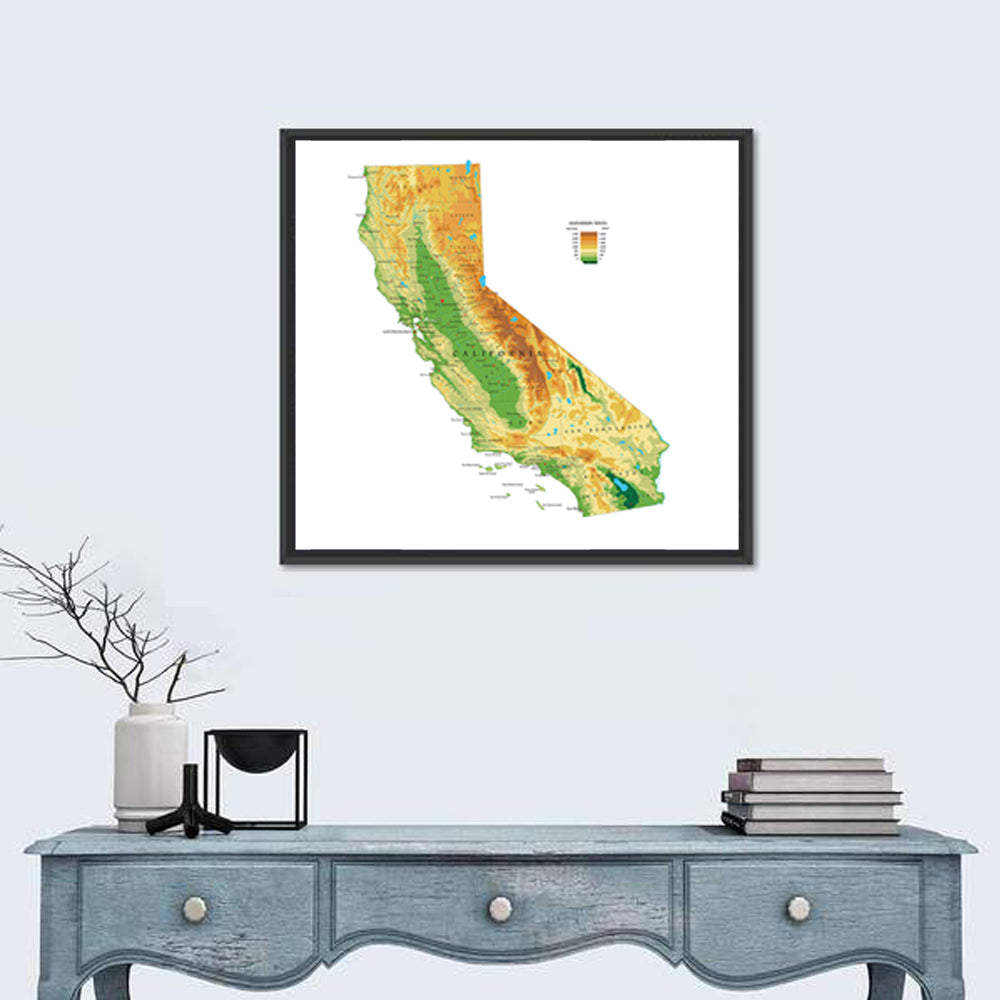 California Topographic Map Wall Art