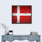 Denmark Flag on Weathered Brick Wall Art
