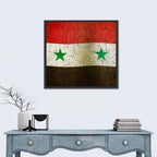 Syrian Flag Weathered Texture Wall Art