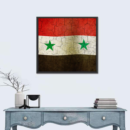 Syrian Flag Weathered Texture Wall Art