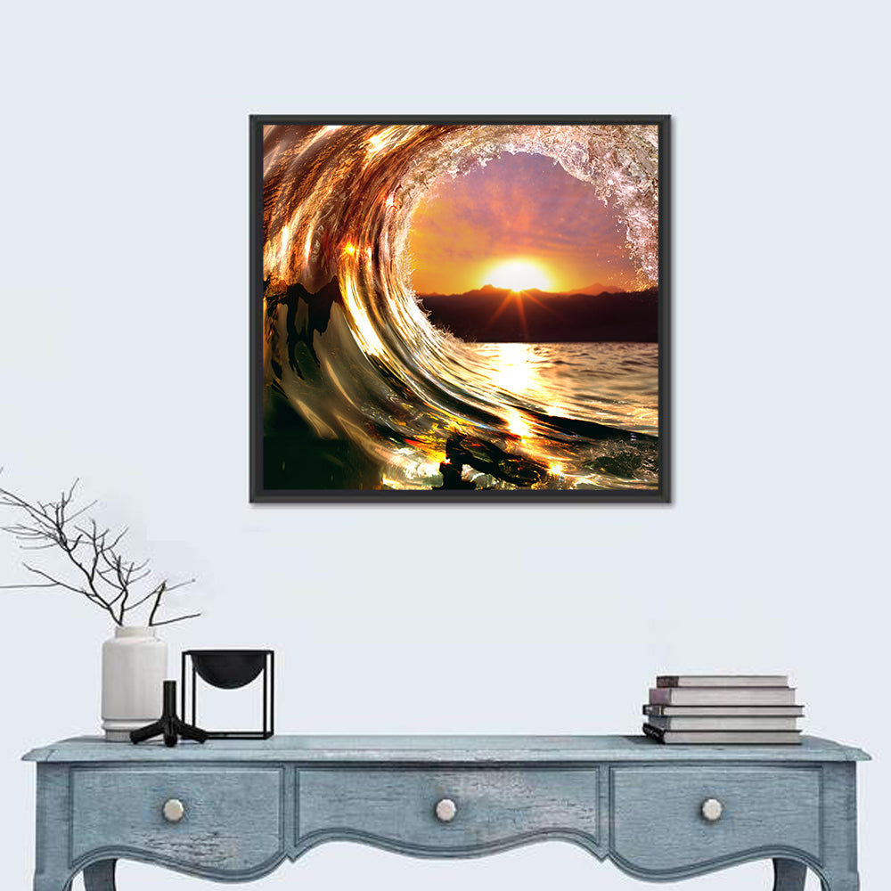 Ocean Wave Sunset Wall Art