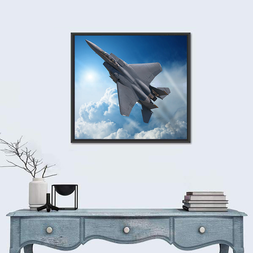Low Angle Fighter Jet Over Sky Wall Art