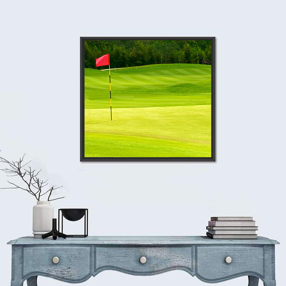 Red Golf Flag on the Green Wall Art