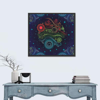 Concentric Floral Dot Illustration Wall Art