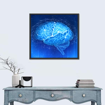 Human Brain Wireframe Close-up Wall Art