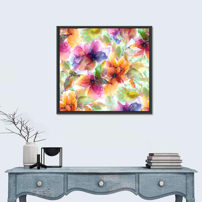 Vibrant Watercolor Floral Pattern Wall Art