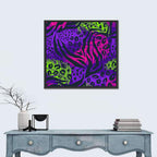 Neon Tropical Leaf Pattern Wall Art
