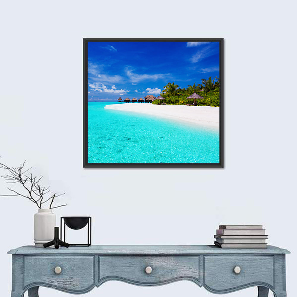 Turquoise Island with Water Bungalows Wall Art