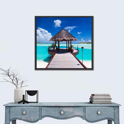 Tropical Jetty with Thatched Gazebo Wall Art