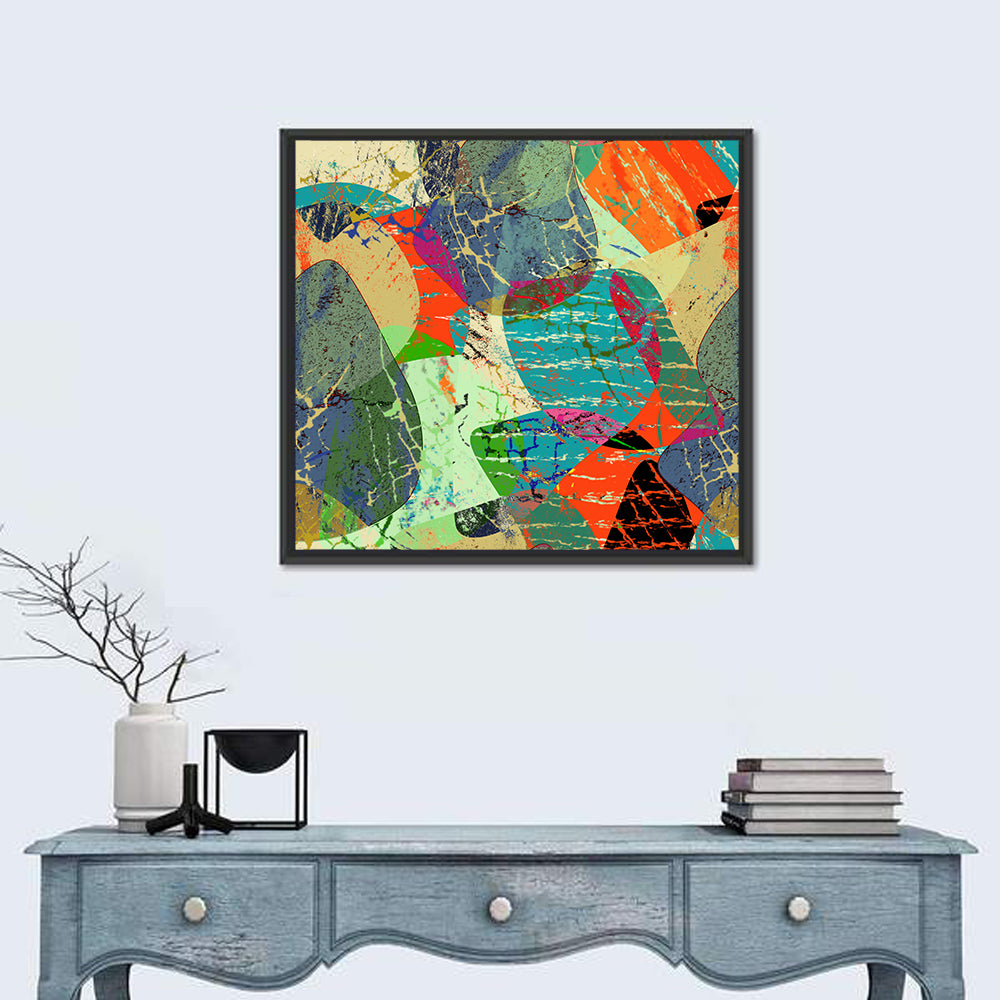 Vibrant Grunge Geometric Collage Wall Art
