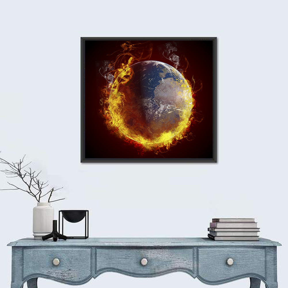 Burning Planet Earth Wall Art