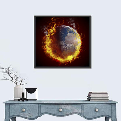 Burning Planet Earth Wall Art
