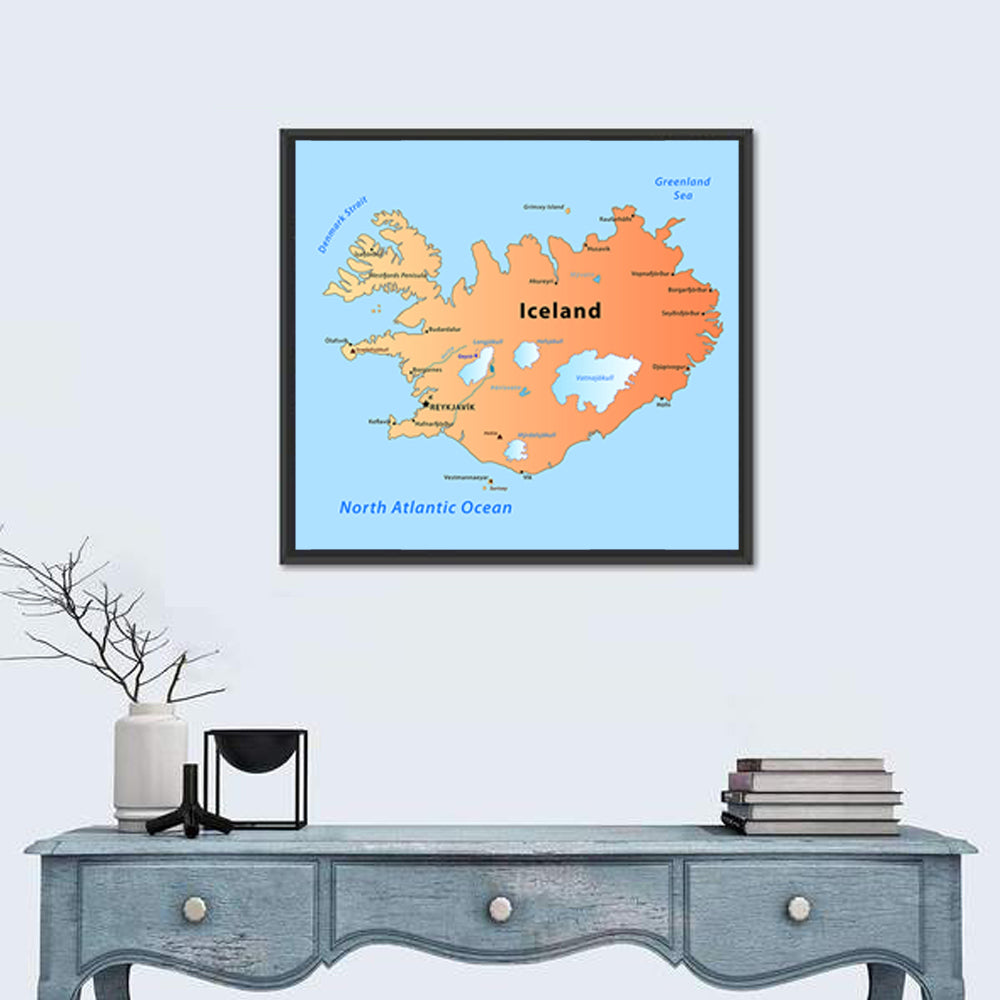 Iceland Map Illustration Wall Art