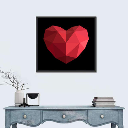 Low-poly Red Heart Wall Art