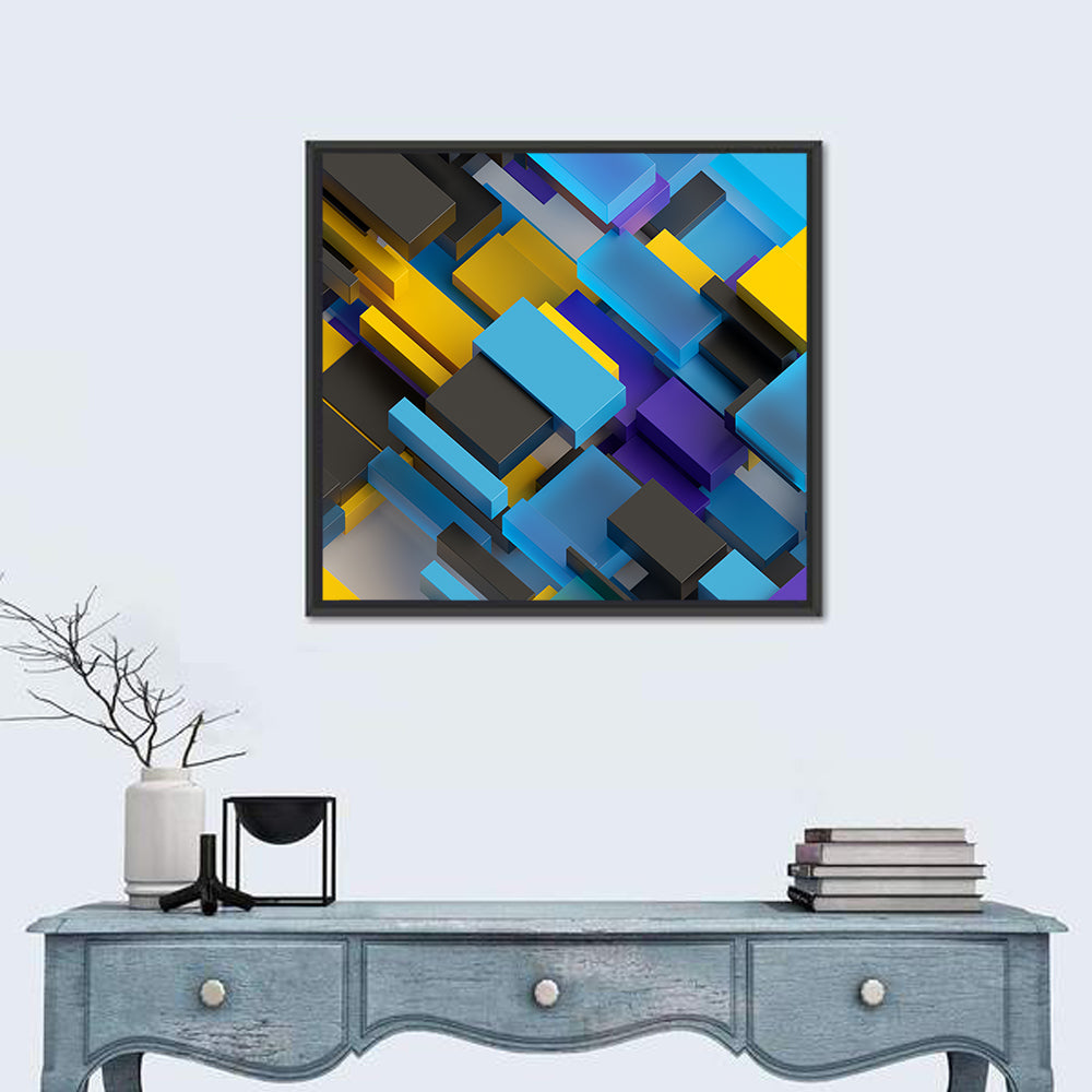 Isometric Brick Layers Wall Art in a room, square