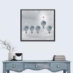 Hot Air Balloon Race with Red Accent Wall Art