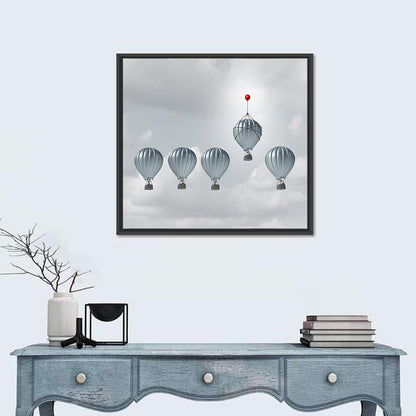 Hot Air Balloon Race with Red Accent Wall Art