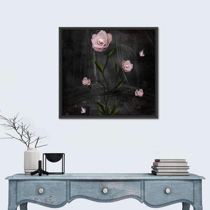 Surreal Pink Roses with Eyes Wall Art