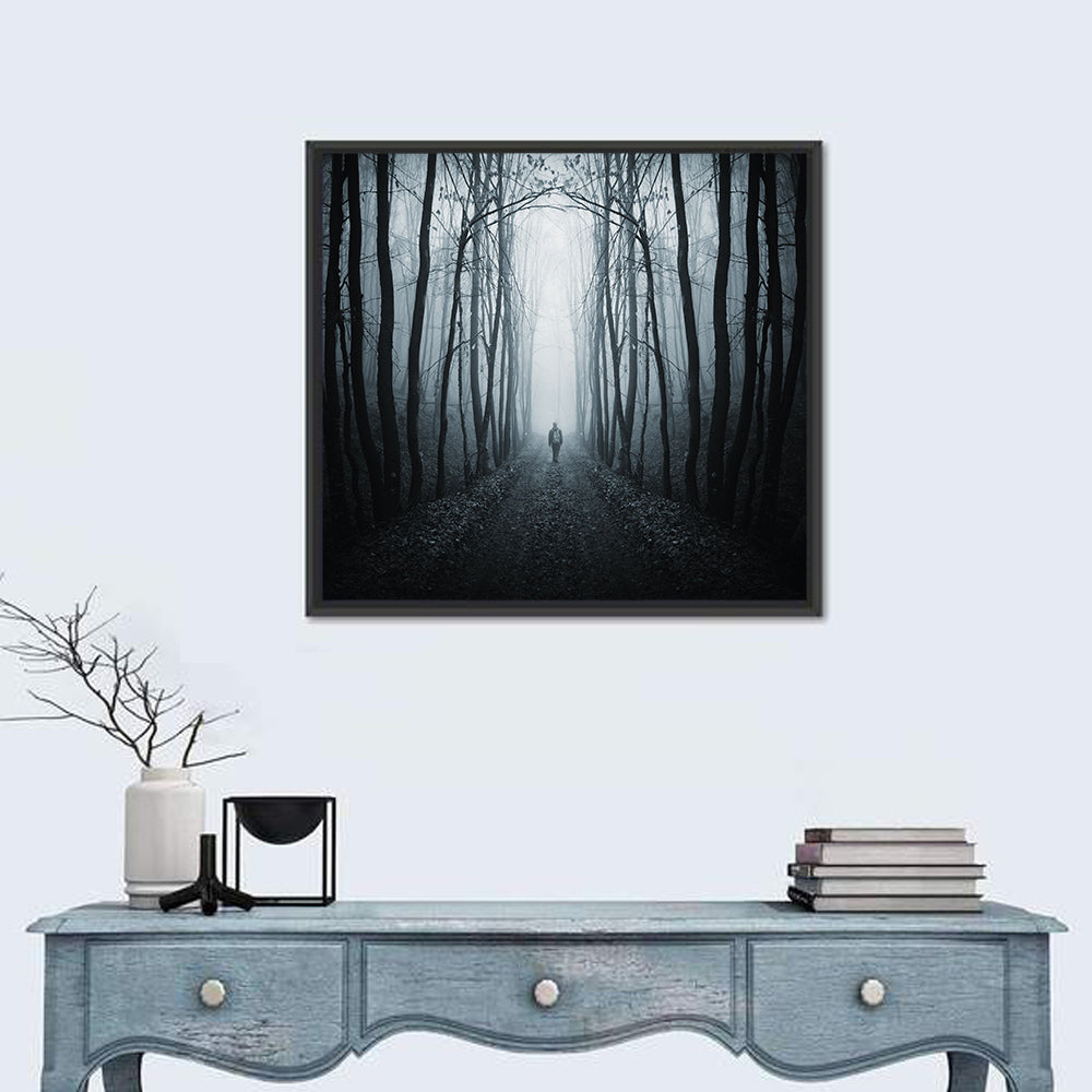 Strange Foggy Forest Path Wall Art