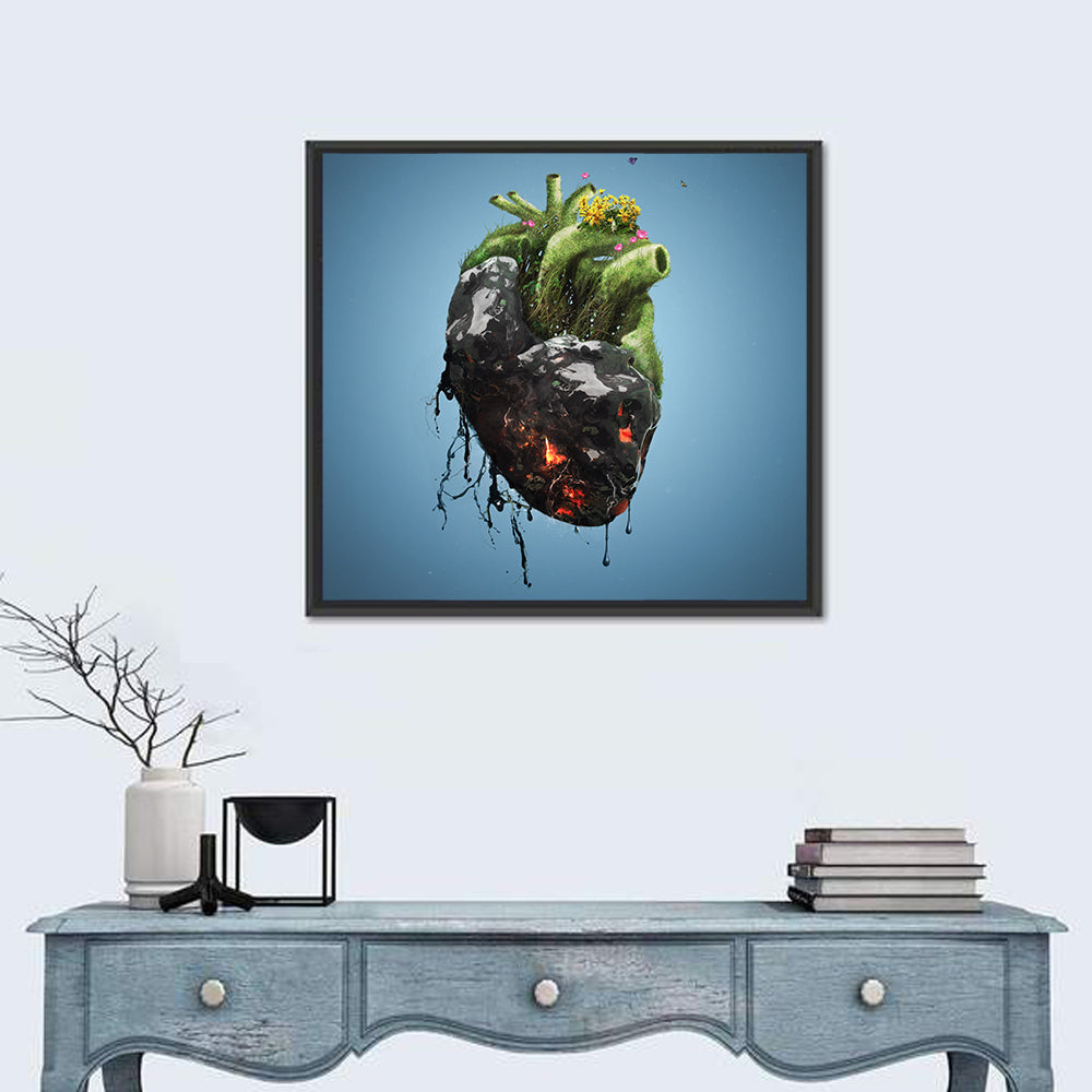 Anatomical Heart with Moss and Lava Wall Art