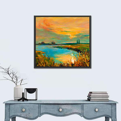 Rural Lake at Sunset Wall Art