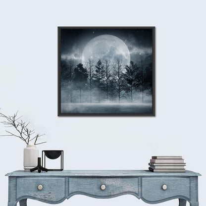 Full Moon Over Misty Forest Wall Art