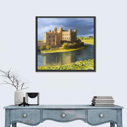 Castle Reflected Over Flower Meadow Wall Art