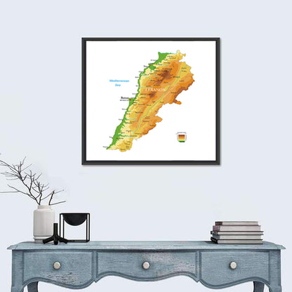 Lebanon Terrain Map Wall Art
