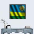 Rwandan Flag with Golden Sun Wall Art