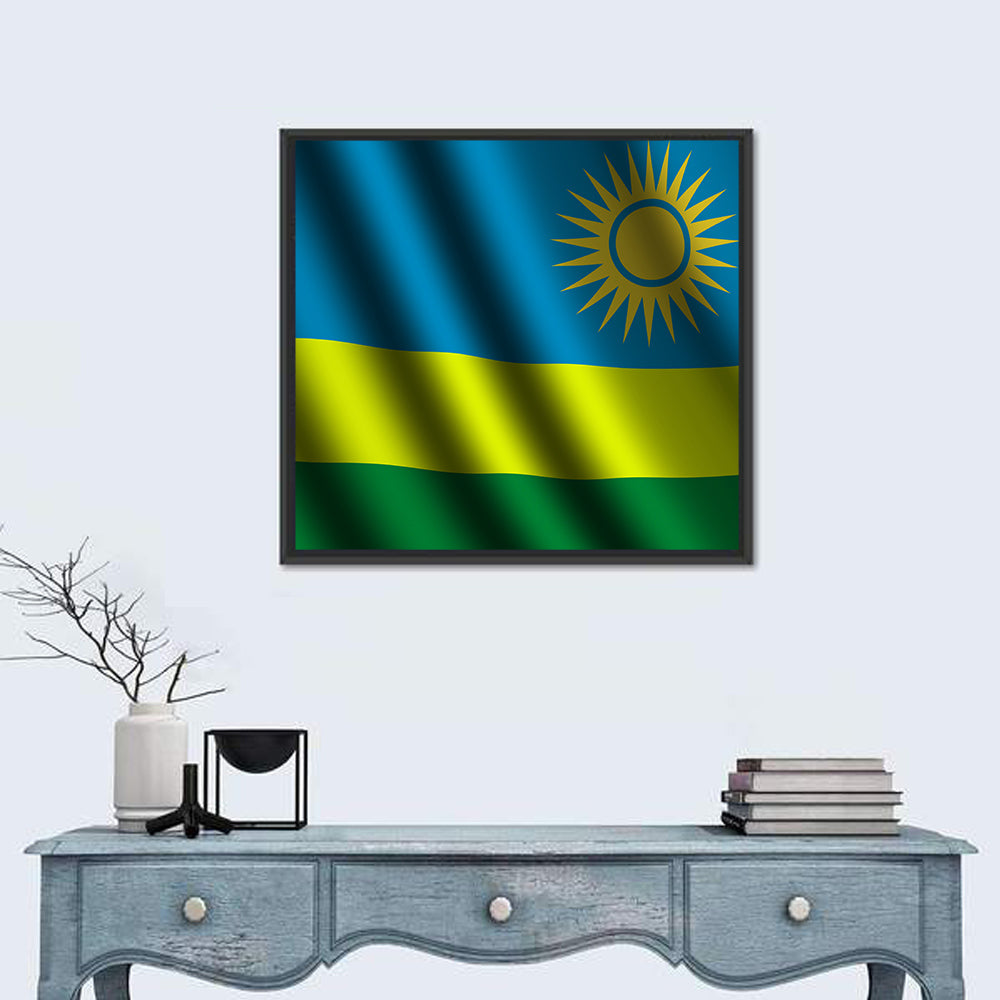 Rwandan Flag with Golden Sun Wall Art