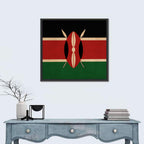 Kenyan Flag with Shield Emblem Wall Art