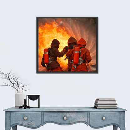 Three Firefighters Training Drill Wall Art